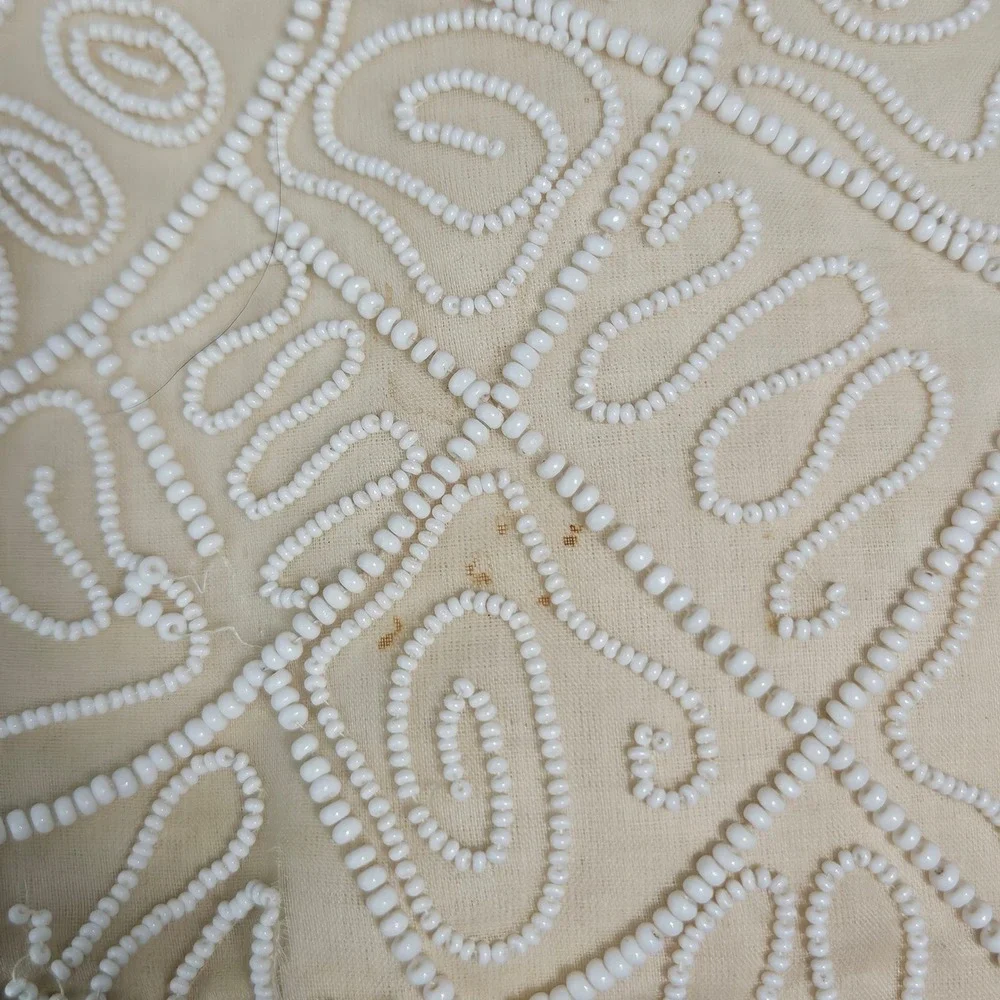Vintage Walborg Belgium Hand Beaded White Evening Bag Purse Mid Century